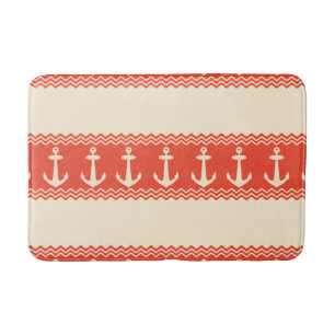 Coral Nautical Anchor Coastal Stripes Badmat