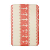 Coral Nautical Anchor Coastal Stripes Badmat (Voorkant Verticaal)