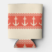 Coral Nautical Anchor Coastal Stripes Blikjeskoeler (Voorkant)