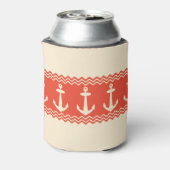 Coral Nautical Anchor Coastal Stripes Blikjeskoeler (Blikje Achterkant)