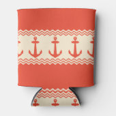 Coral Nautical Anchor Coastal Stripes Blikjeskoeler (Voorkant)