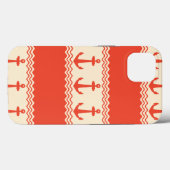 Coral Nautical Anchor Coastal Stripes Case-Mate iPhone Case (Achterkant (horizontaal))