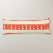 Coral Nautical Anchor Coastal Stripes Lichaamskussen (Achterkant)