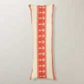 Coral Nautical Anchor Coastal Stripes Lichaamskussen (Voorkant Verticaal)