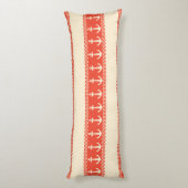 Coral Nautical Anchor Coastal Stripes Lichaamskussen (Achterkant (Verticaal))