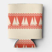 Coral Nautical Sailboat Coastal Stripes Blikjeskoeler (Voorkant)