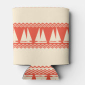 Coral Nautical Sailboat Coastal Stripes Blikjeskoeler (Achterkant)