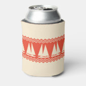 Coral Nautical Sailboat Coastal Stripes Blikjeskoeler (Blikje Achterkant)