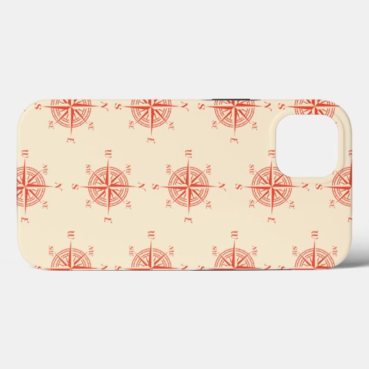 Coral Nautical Sailing Compass Case-Mate iPhone Case (Achterkant (horizontaal))