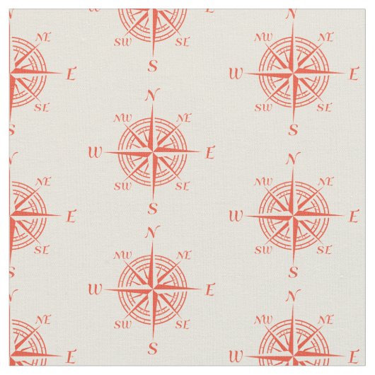 Coral Nautical Sailing Compass Stof (Close Up)