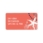 Coral Nautical Wedding Address Etiket (Voorkant)