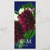 Coral Navy Blue Bouquet Modern Wedding Menu (Achterkant)