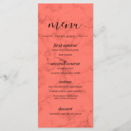 Coral Navy Blue Bouquet Modern Wedding Menu