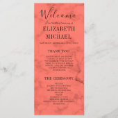 Coral Navy Blue Elegant Modern Wedding Programmakaart (Voorkant)