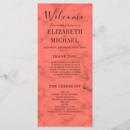 Coral Navy Blue Elegant Modern Wedding Programmakaart