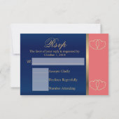 Coral & Navy Blue met Gold Hearts - RSVP (Achterkant)