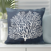 Coral Navy Blue Pillow | kuststijl