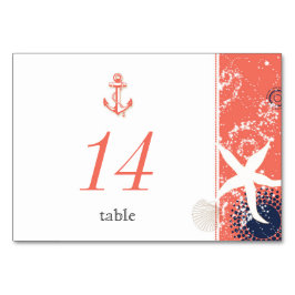 Coral Navy Blue White Nautical Wedding Kaart