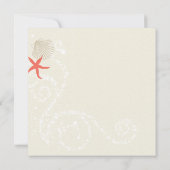 Coral Navy Blue White Nautical Wedding Kaart (Achterkant)