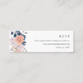 Coral & Navy Flowers Weddenschap RSVP Online websi Mini Visitekaartje