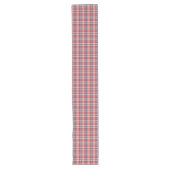 Coral Navy Tartan Een moderne twist op Classic Pla Lange Tafelloper (Voorkant)