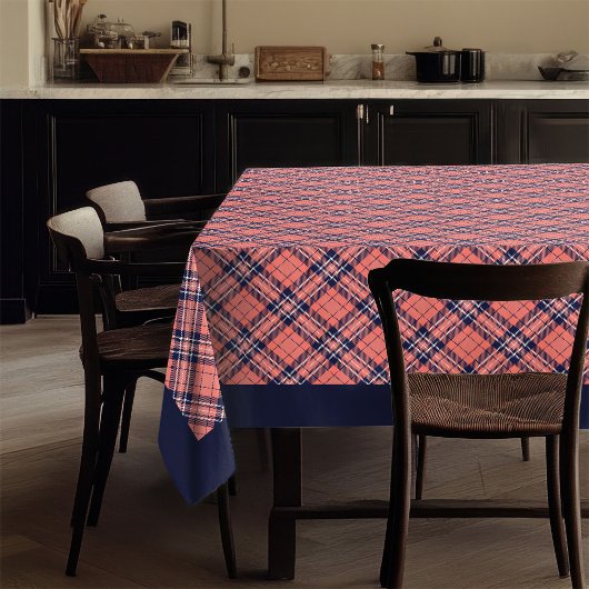 Coral Navy Tartan tafelkleed Modern Plakken Accent
