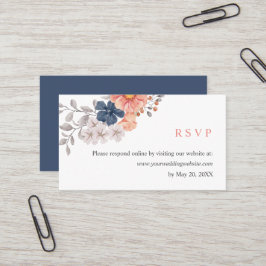 Coral Navy Wedding RSVP Online Website Visitekaartje
