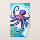 Coral Octopus Glow Design Bad Handdoek (Handdoek)