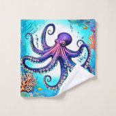 Coral Octopus Glow Design Bad Handdoek (Wasdoekje)