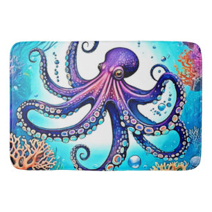 Coral Octopus Glow Design Badmat