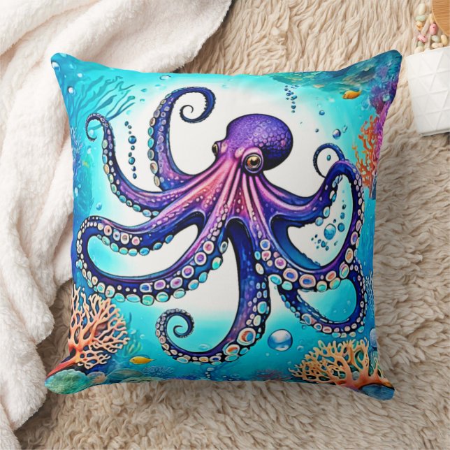 Coral Octopus Glow Design Kussen (Deken)