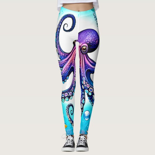 Coral Octopus Glow Design Leggings (Voorkant)