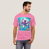 Coral Octopus Glow Design T-shirt (Voorkant volledig)