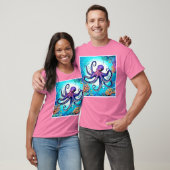 Coral Octopus Glow Design T-shirt (Unisex)