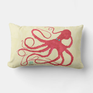 Coral Octopus op Cream - Lumbar Pillow Kussen