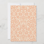 Coral of Peach Damask Custom Wedding Invitation Kaart (Achterkant)
