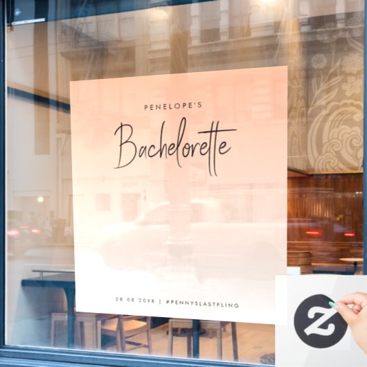 Coral Ombre | Achtergrond foto Bachelorette Party Raamsticker (Cafe Raam)