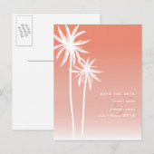 Coral Ombré Beach Wedding Sla de datum op Aankondigingskaart (Voorkant / Achterkant)