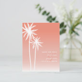 Coral Ombré Beach Wedding Sla de datum op Aankondigingskaart (Staand voorkant)