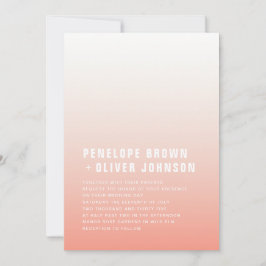 Coral Ombre | Blush Pink Modern Minimalist Weddens Kaart