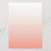 Coral Ombre | Blush Pink Modern Minimalist Weddens Menu (Achterkant)