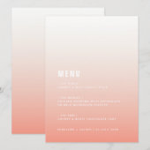Coral Ombre | Blush Pink Modern Minimalist Weddens Menu (Voorkant / Achterkant)