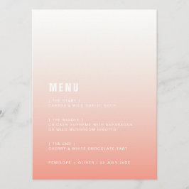 Coral Ombre | Blush Pink Modern Minimalist Weddens Menu