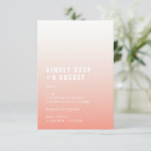 Coral Ombre | Blush Pink Modern Minimalist Weddens RSVP Kaartje (Staand voorkant)