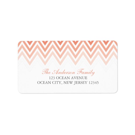 Coral Ombre Chevrons Etiket (Voorkant)