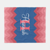 Coral Ombre Chevrons Monogram Fleece Blanket (Voorkant (Horizontaal))