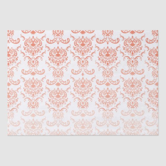 Coral Ombre Damask Tissue Paper Tissuepapier (Voorkant)