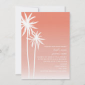 Coral ombré palm Trees Beach Wedding Kaart (Voorkant)