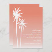 Coral ombré palm Trees Beach Wedding Kaart (Voorkant / Achterkant)