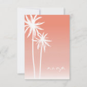 Coral ombré palm Trees Beach Wedding RSVP (Voorkant)